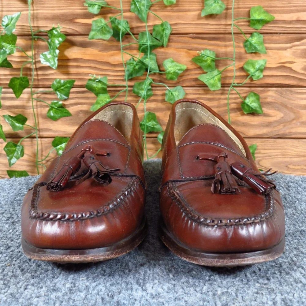 Cole Haan Pinch Tassel Loafer Mens Shoe Sz 11.5 B Narrow Dress Burgundy Leather